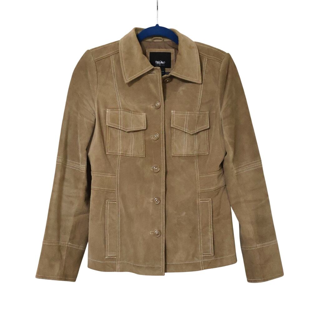 Vintage Mossimo Tan Suede Genuine Leather Jacket S Boho Western Capsule Wardrobe